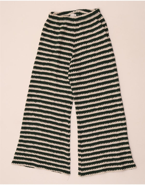 Pantaloni din tricot cu picioare largi Topshop pentru femei UK 8/10 mici L26 L26 cu dungi verzi