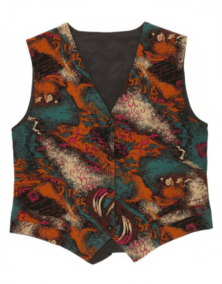 Vestă vintage cu model abstract pentru femei UK 14 Medium Multicolor