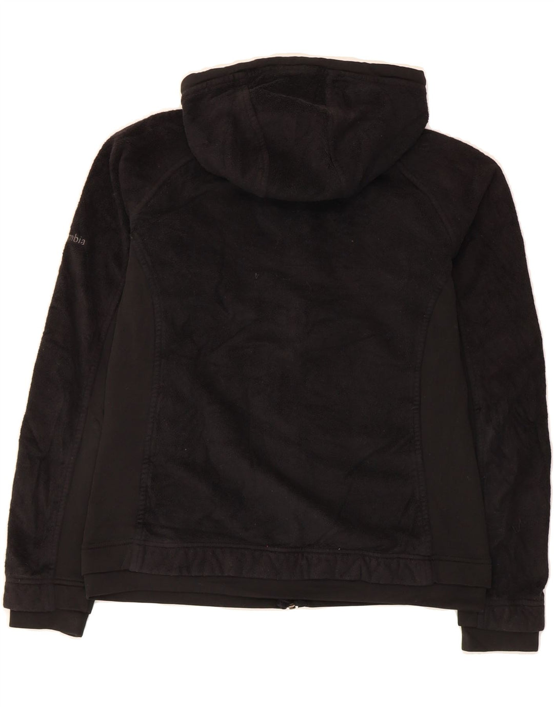 COLUMBIA Womens Hooded Fleece Jacket UK 14 Medium Black Polyester Vintage Columbia and Second-Hand Columbia from Messina Hembry 
