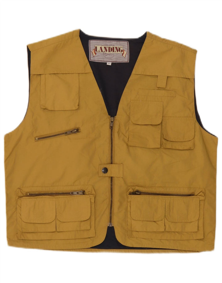 Gilet vintage pentru bărbați, UK 38, poliester galben mediu