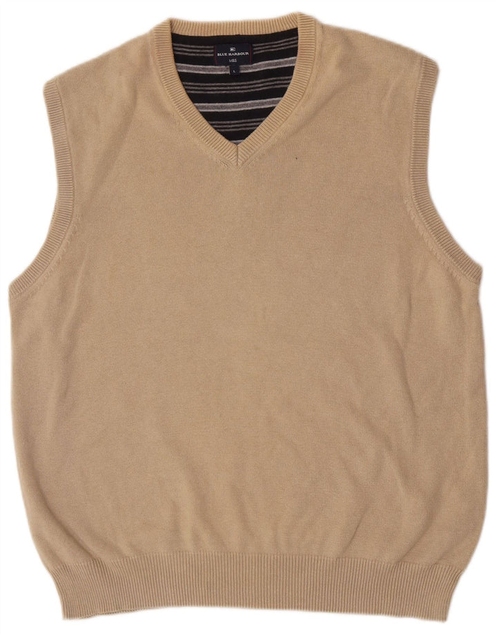 Marks & Spencer pentru bărbați Blue Harbour Vest Tank Top mare, bej, bumbac