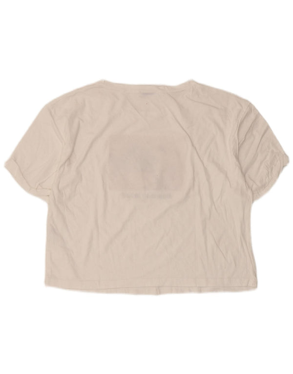 Tricou cu grafic pentru femei Zara UK 16, mare, alb, bumbac