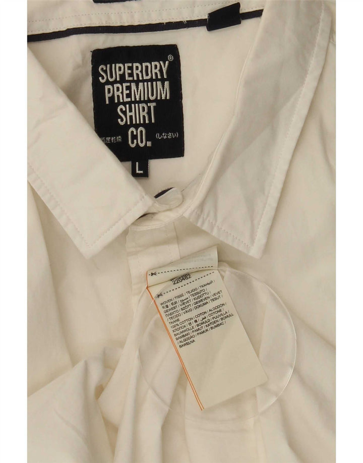 Cămașă cu mânecă scurtă pentru bărbați Superdry, bumbac alb mare