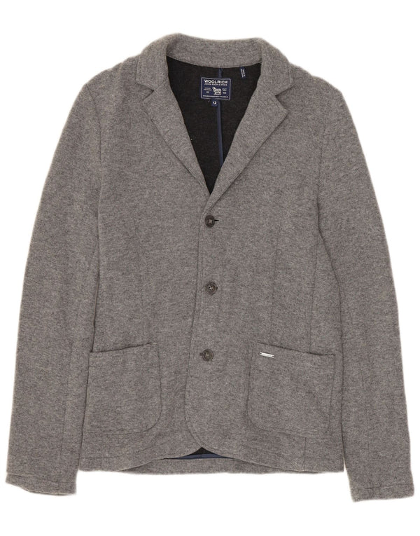 WOOLRICH Pulover cardigan pentru femei UK 12 Lână gri mediu