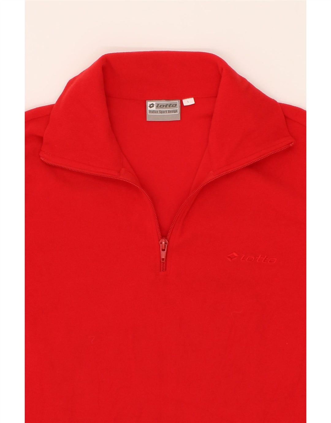 LOTTO Womens Zip Neck Fleece Jumper UK 16 Large Red Polyester Vintage Lotto and Second-Hand Lotto from Messina Hembry 