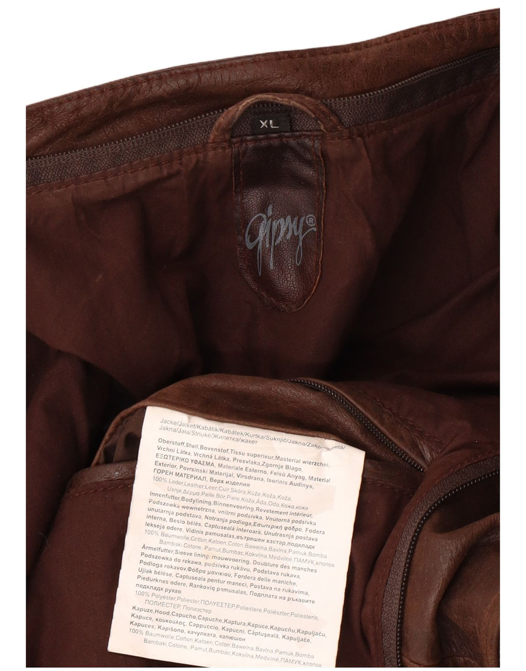 Jachetă de piele subțire pentru bărbați GIPSY UK 42 XL din piele maro