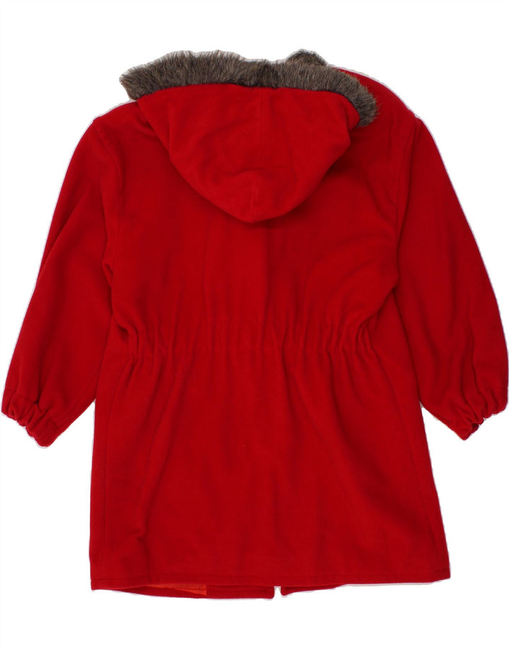 VINTAGE Womens Hooded Duffle Coat IT 42 Medium Red Wool Vintage Vintage and Second-Hand Vintage from Messina Hembry 