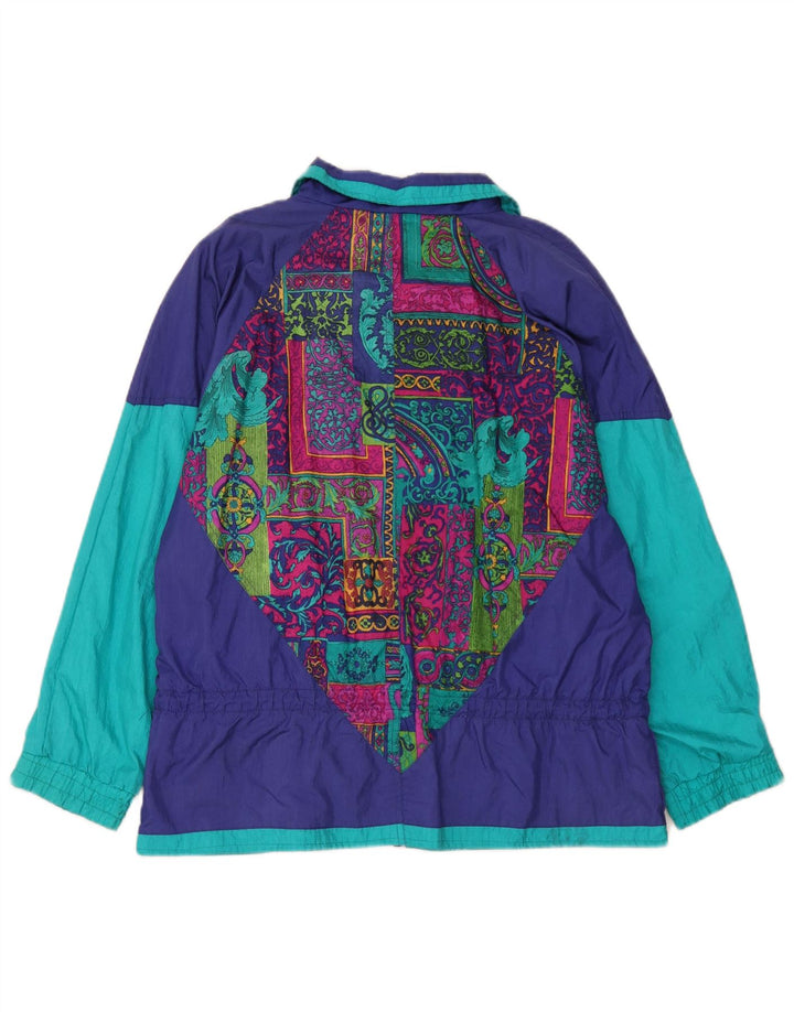 Westbound Jachetă de ploaie supradimensionată pentru femei UK 10 Small Navy Blue Paisley Blue