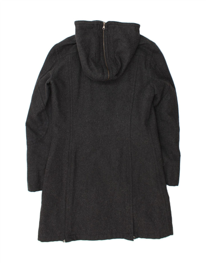 CALVIN KLEIN Womens Hooded Overcoat UK 14 Medium Grey Polyamide Vintage Calvin Klein and Second-Hand Calvin Klein from Messina Hembry 