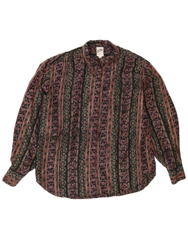Cămașă Vintage bărbați mare, multicoloră, geometrică, mătase