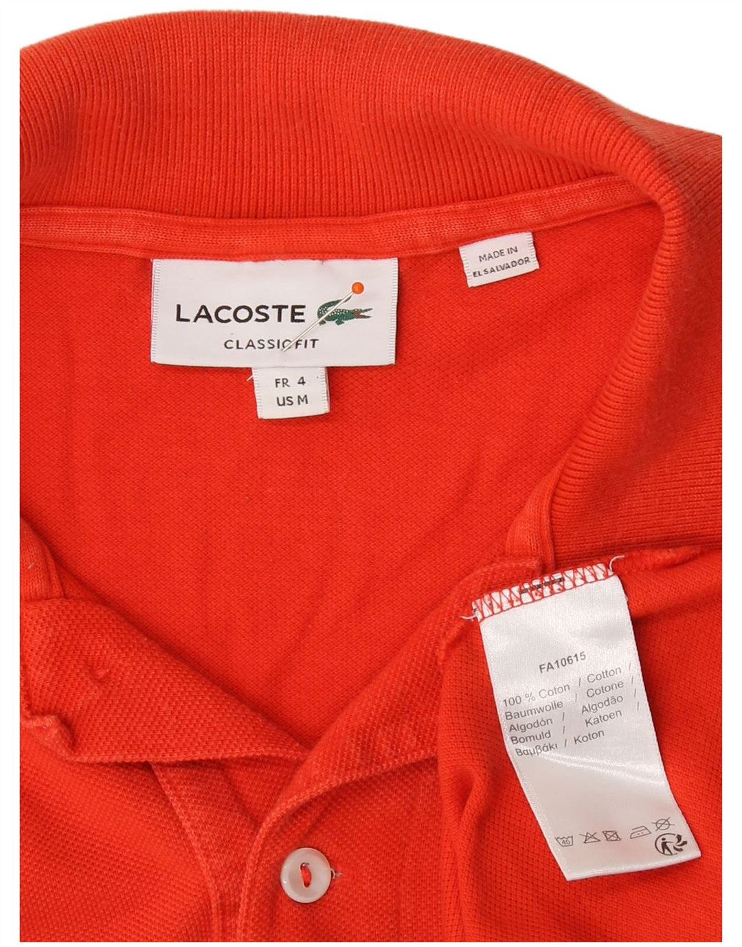 Tricou polo LACOSTE pentru bărbați, cu tăiere clasică, mărimea 4, bumbac portocaliu mediu