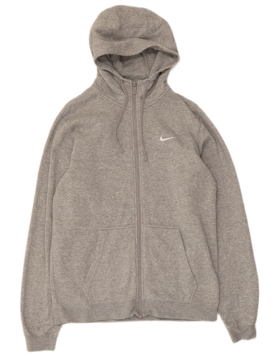 Pulover Nike pentru bărbați, cu glugă, cu fermoar, bumbac, gri mediu