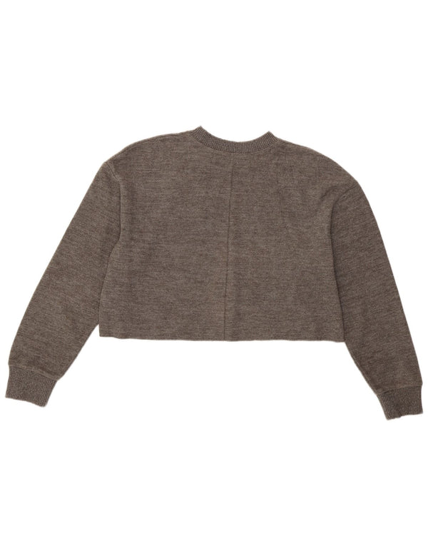 Pulover pentru femei Zara Crop Crew Gate UK 14, bumbac gri mediu