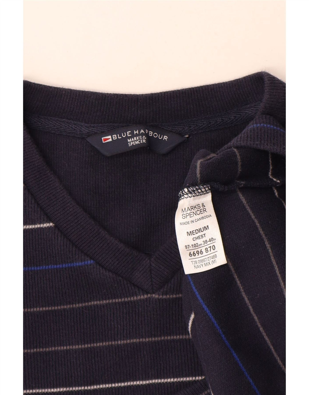 MARKS & SPENCER Pulover cu decolteu în V pentru bărbați Marea Britanie 38/40 Mediu Bleumarin