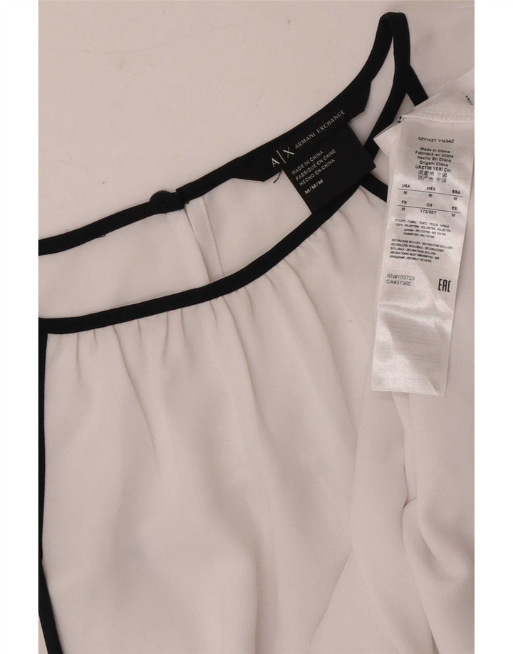 Armani Exchange Bluză pentru femei Top UK 14 Medium White Colorblock Poliester