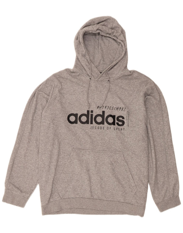 Pulover cu glugă grafic Adidas pentru bărbați, 2XL, bumbac cu pete gri