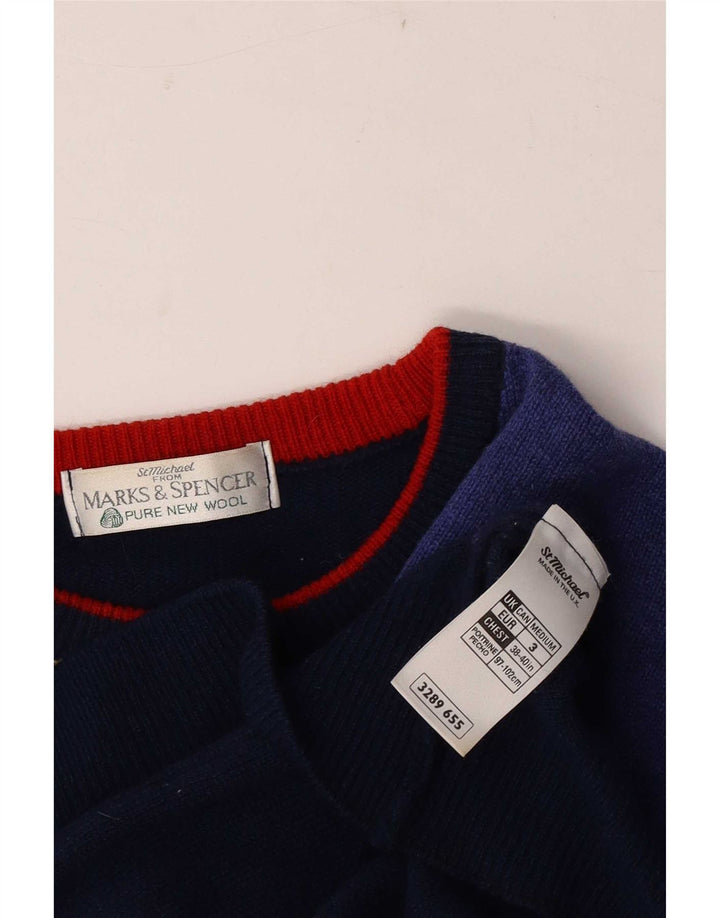 Pulover pentru bărbați Marks & Spencer, cu gât crew, albastru bleumarin mediu