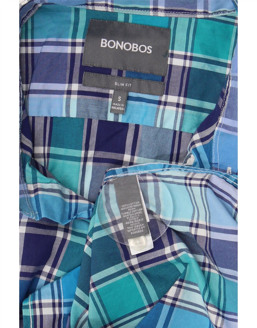 BONOBOS Cămașă Slim Fit pentru bărbați, bumbac cu carouri albastre mici
