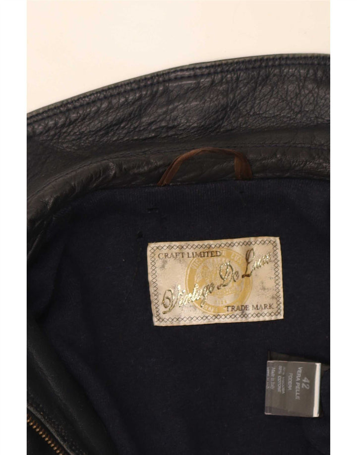 Geaca de piele vintage pentru femei IT 42 Medium Black Leather