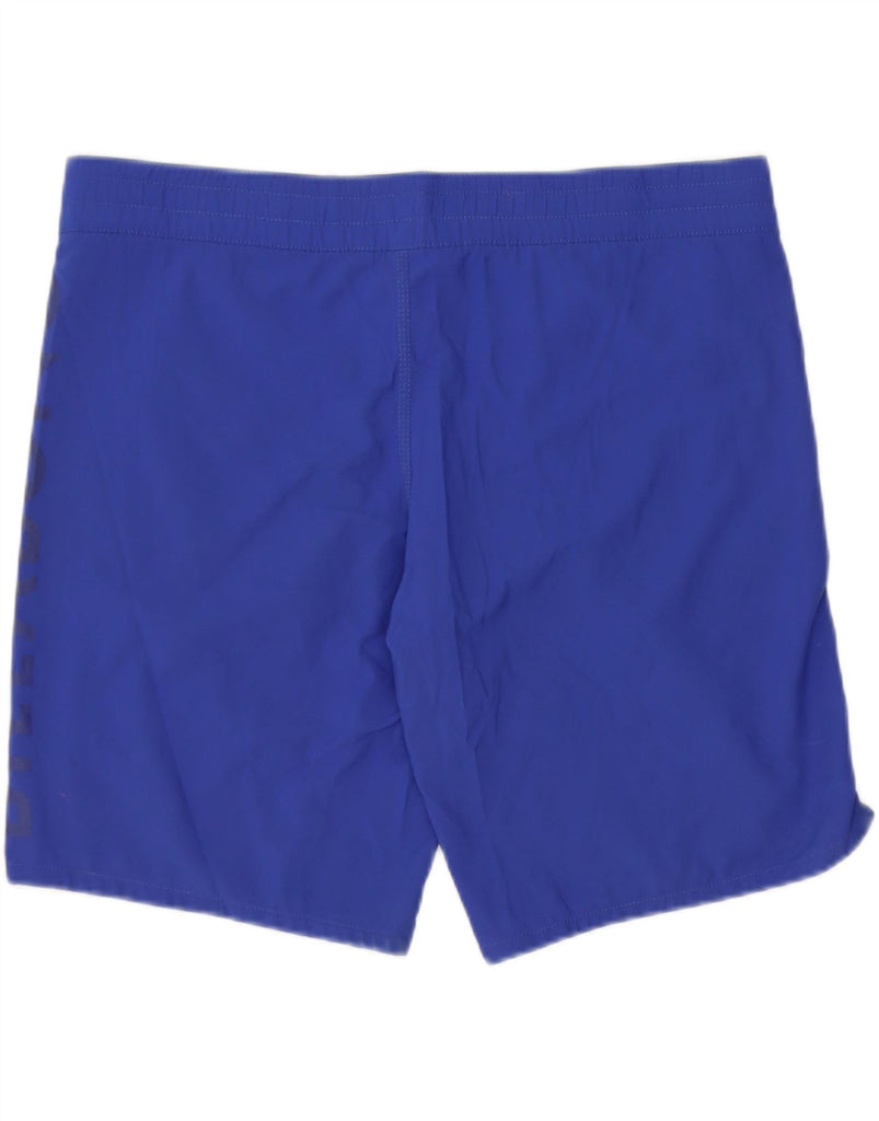 BILLABONG Womens Low Waist Graphic Sport Shorts Large Blue Polyester Vintage Billabong and Second-Hand Billabong from Messina Hembry 