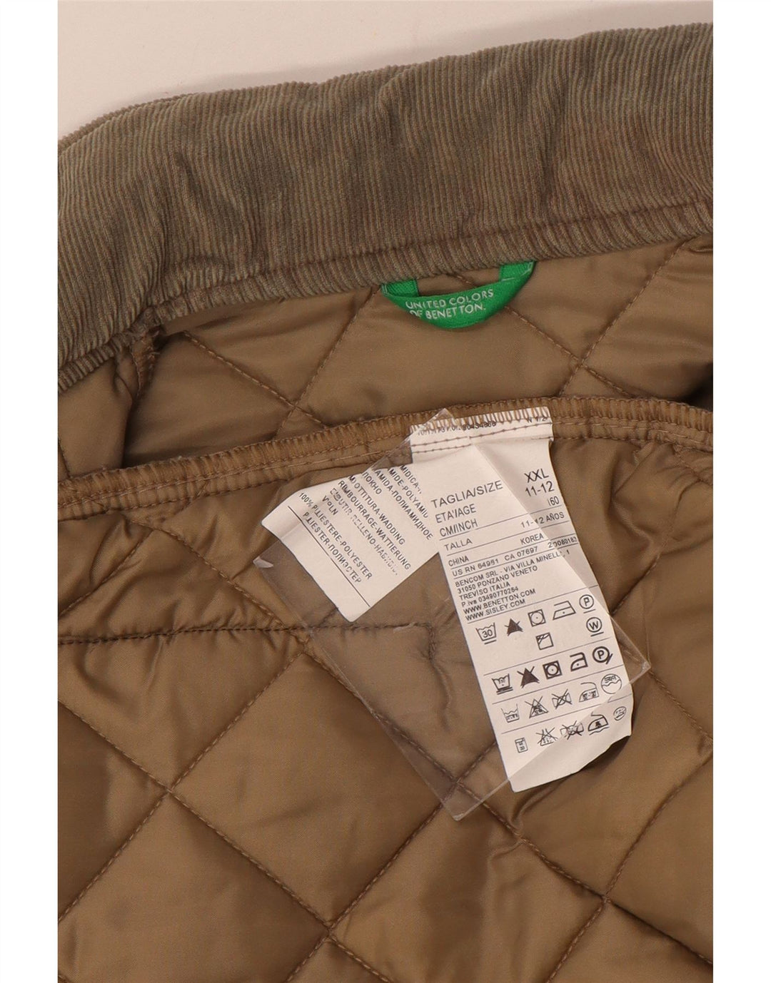 Jachetă matlasată Benetton pentru băieți 11-12 ani 2XL Bej Poliamidă