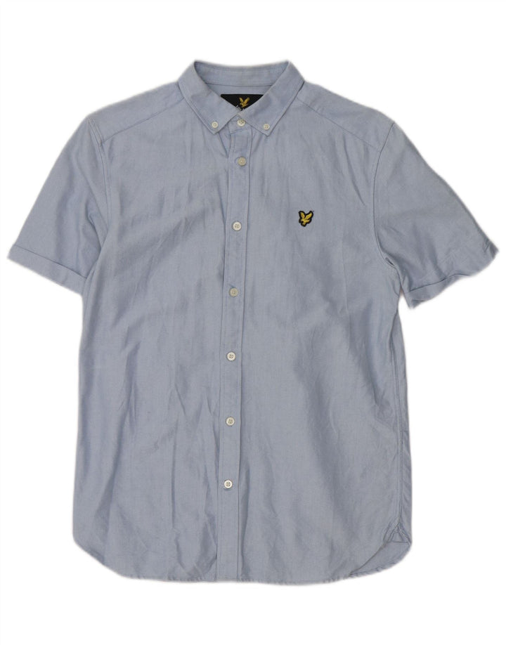 Cămașă cu mânecă scurtă Lyle & Scott pentru bărbați, bumbac albastru mic