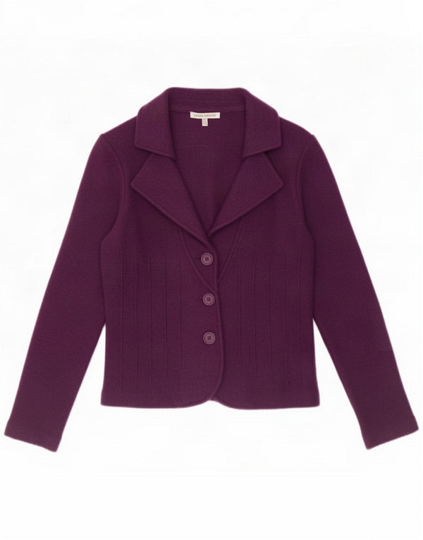 Jachetă blazer pentru femei Laura Ashley cu 3 nasturi UK 12 Lână de miel violet mediu