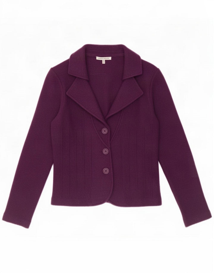 Jachetă blazer pentru femei Laura Ashley cu 3 nasturi UK 12 Lână de miel violet mediu