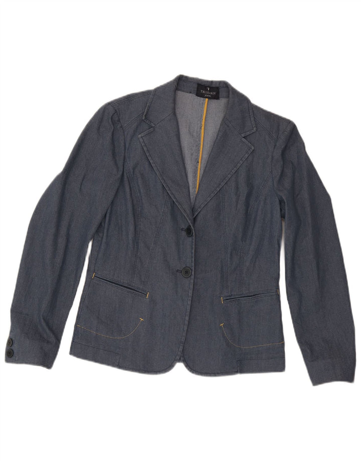 Jachetă pentru femei Trussardi din denim cu 2 nasturi, UK 14, mare bleumarin