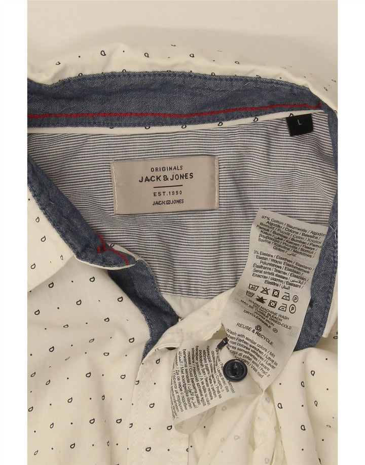 Cămașă Jack & Jones pentru bărbați, mare, bumbac cu pete albe