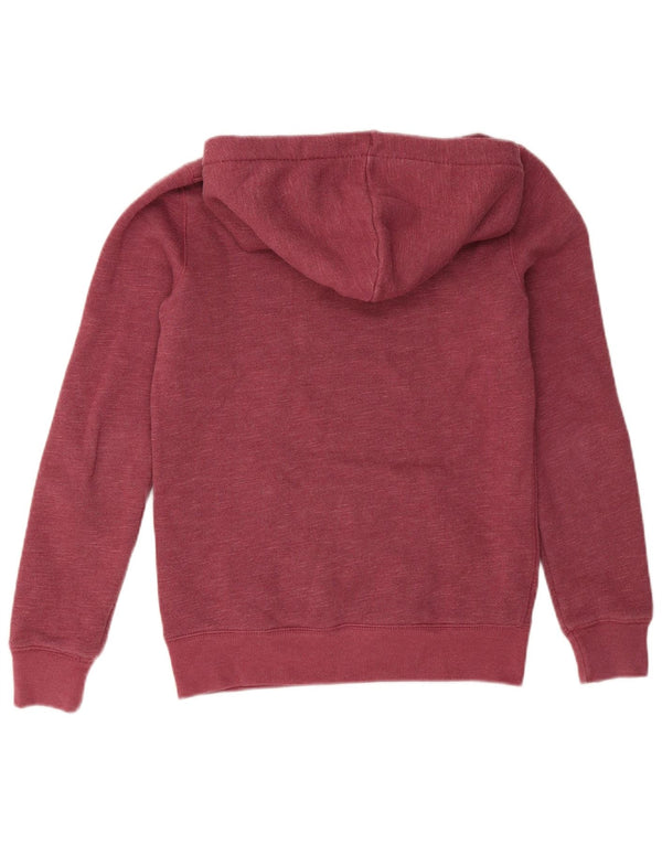 Jack Wills Pulover supradimensionat cu glugă cu grafic pentru femei UK 6 XS Burgundy Flecked