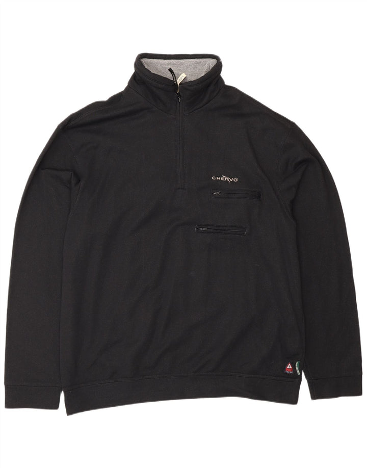 Pulover pentru bărbați Chervo, cu fermoar și gât, IT 58 3XL Poliamidă neagră