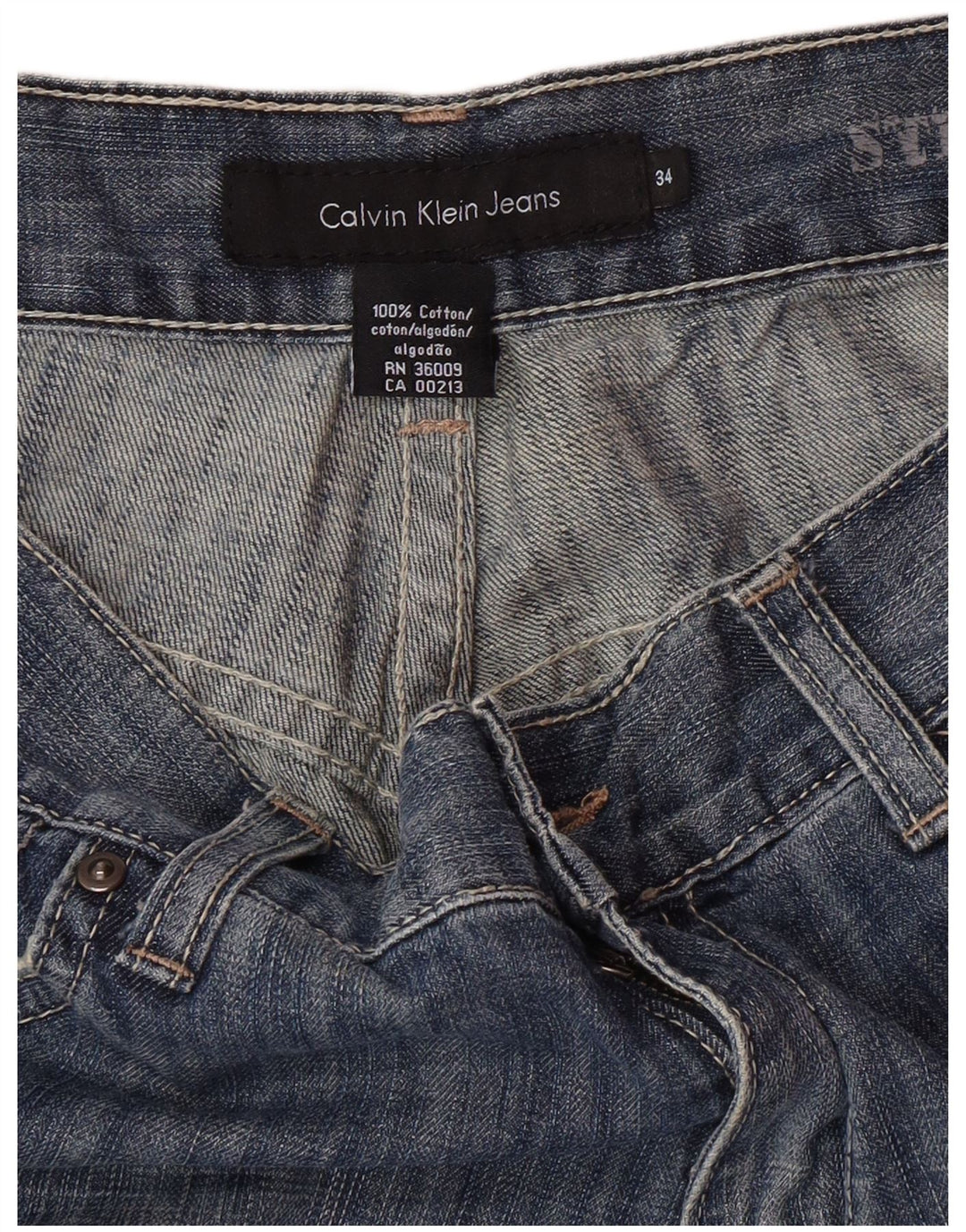 Blugi drepti pentru bărbați CALVIN KLEIN W34 L30 Bumbac albastru