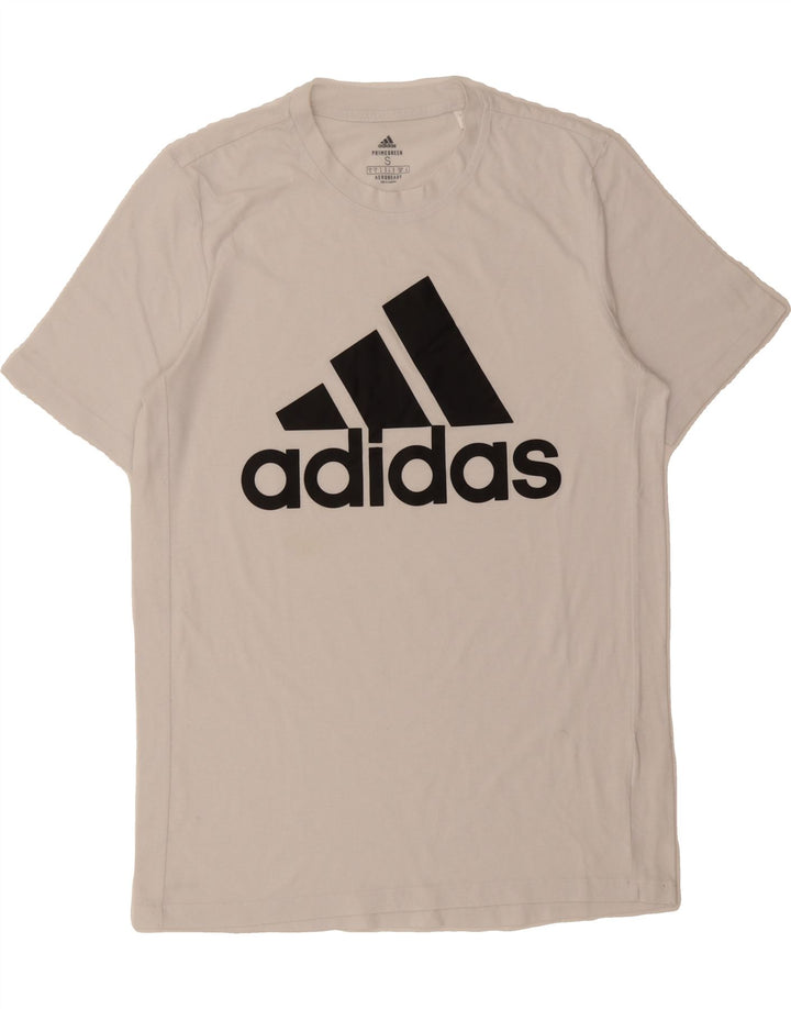ADIDAS Mens Aeroready Graphic T-Shirt Top Small White Vintage Adidas and Second-Hand Adidas from Messina Hembry 