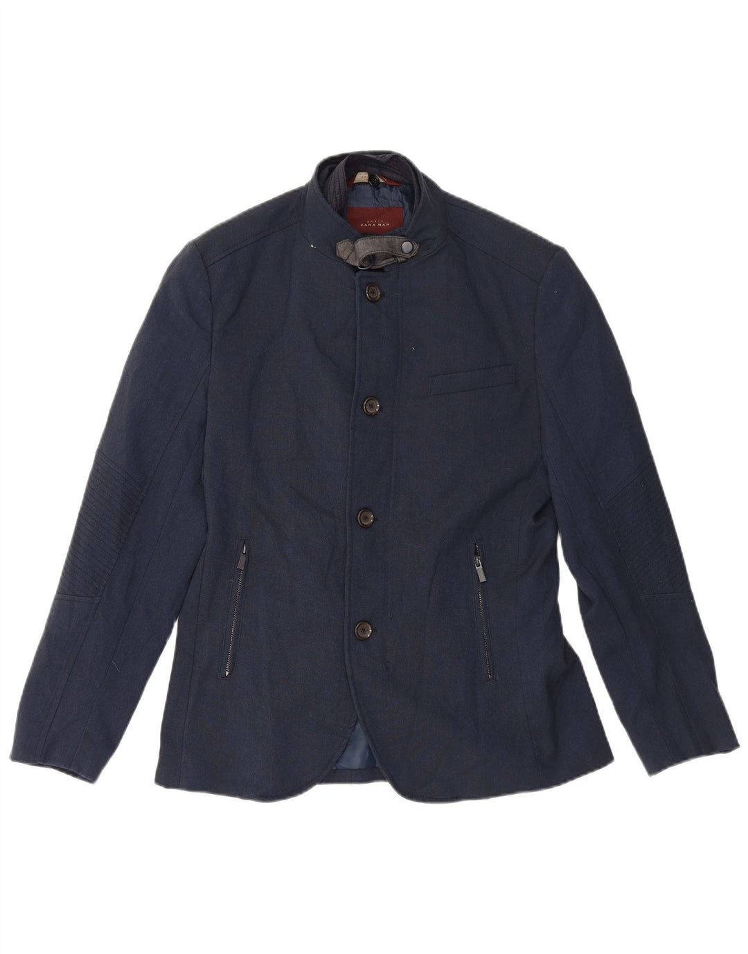 Blazer pentru bărbați Zara, cu 4 nasturi, UK 40, mare, poliester bleumarin