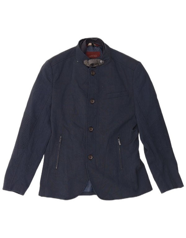 Blazer pentru bărbați Zara, cu 4 nasturi, UK 40, mare, poliester bleumarin