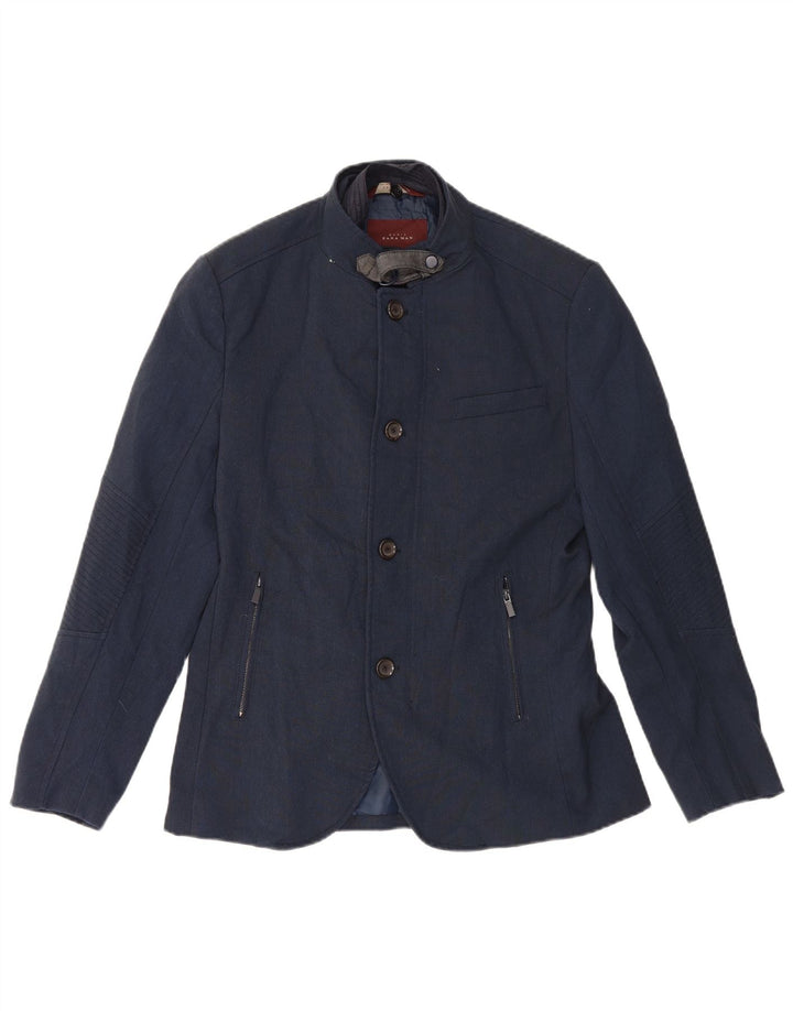 Blazer pentru bărbați Zara, cu 4 nasturi, UK 40, mare, poliester bleumarin
