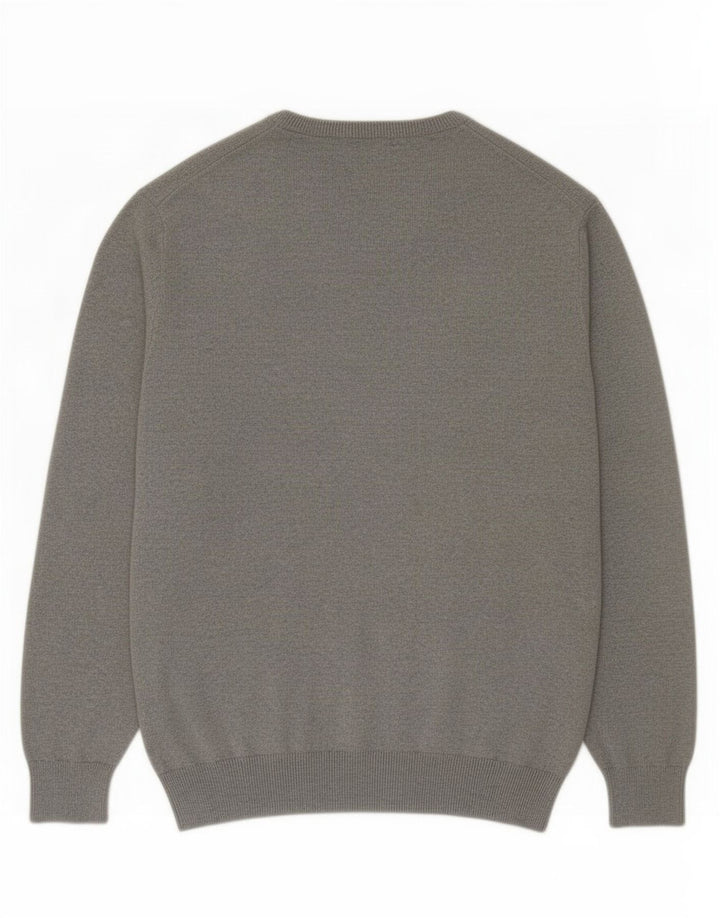 J. Crew Pulover cu decolteu în V pentru bărbați, bumbac gri 2XL