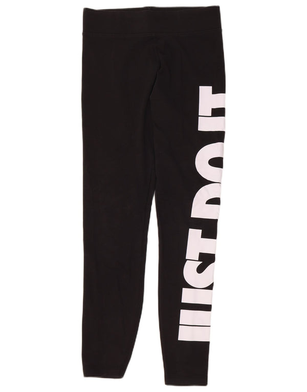 Leggings grafic NIKE pentru femei UK 12, bumbac mediu negru