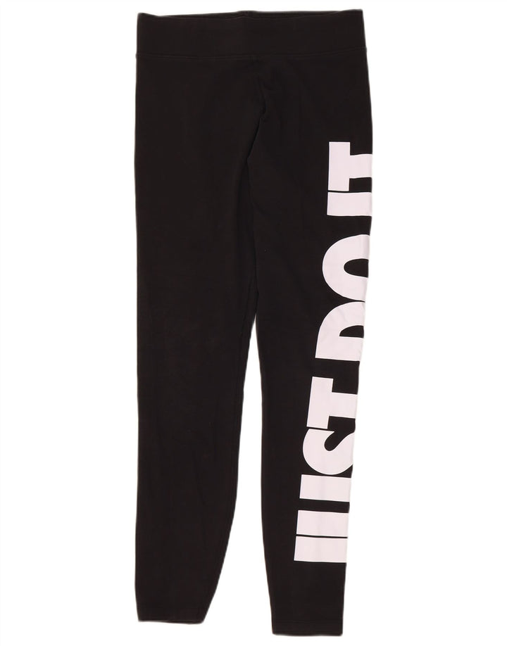 Leggings grafic NIKE pentru femei UK 12, bumbac mediu negru
