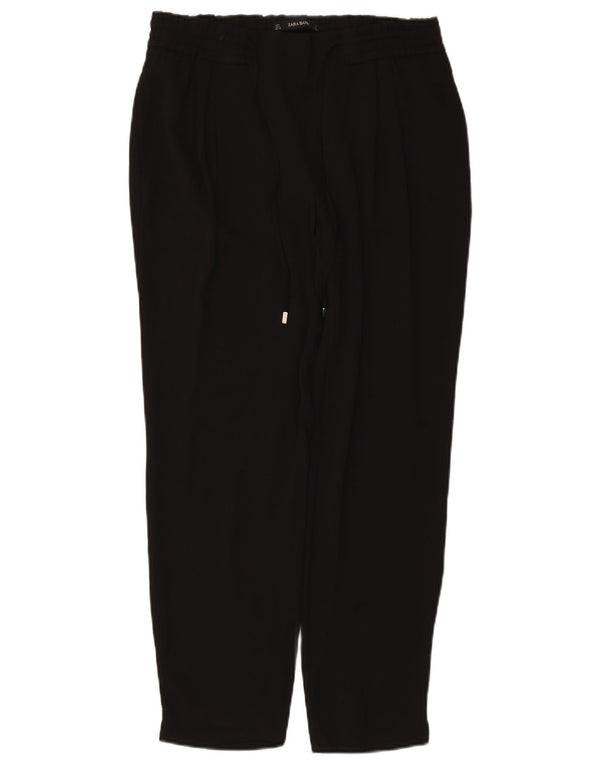 Pantaloni tăiați conici pentru femei cu talie înaltă ZARA UK 16 Large W34 L27 Negru