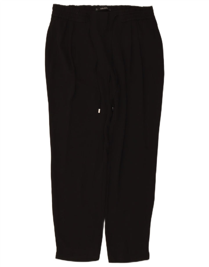 Pantaloni tăiați conici pentru femei cu talie înaltă ZARA UK 16 Large W34 L27 Negru