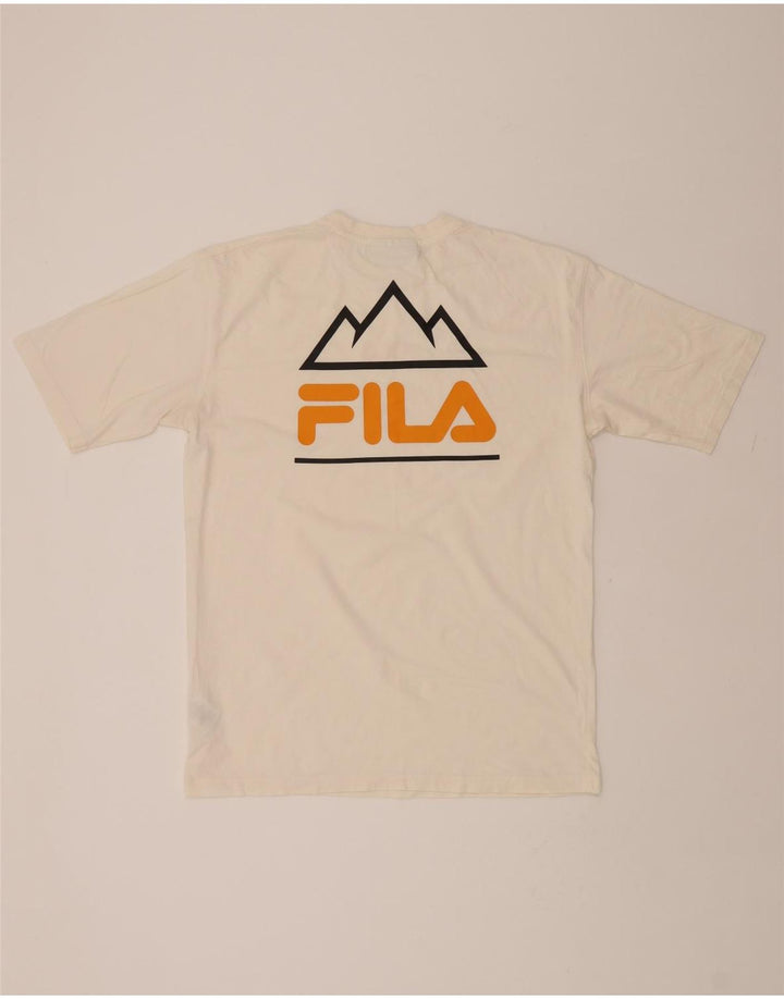 FILA Mens Graphic T-Shirt Top Small Off White Cotton Vintage Fila and Second-Hand Fila from Messina Hembry 