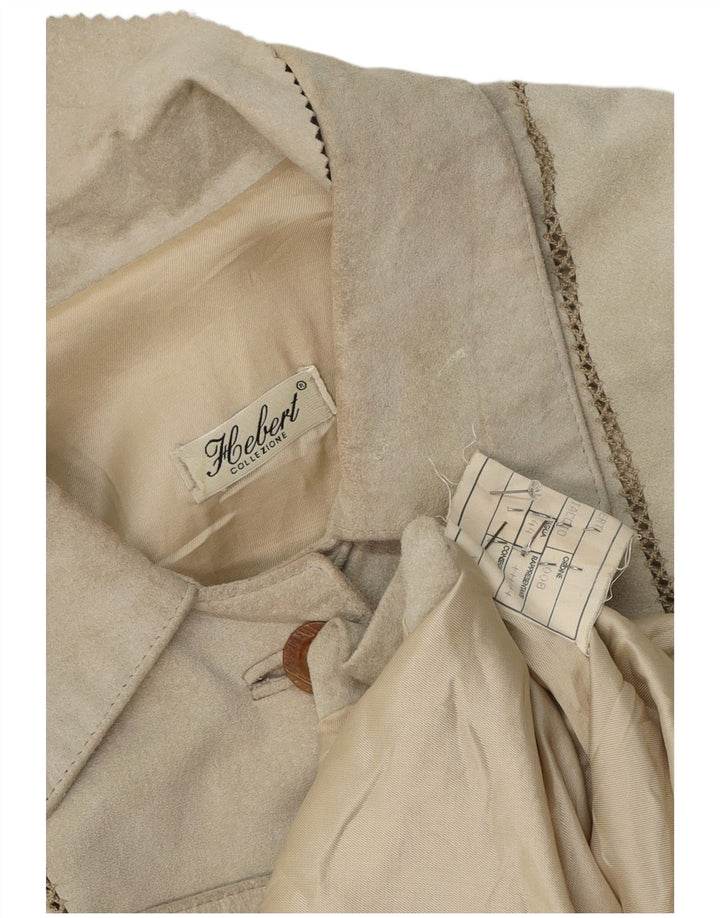 Pardesiu vintage pentru femeie din piele intoarsa IT 44 Medium Grey Piele