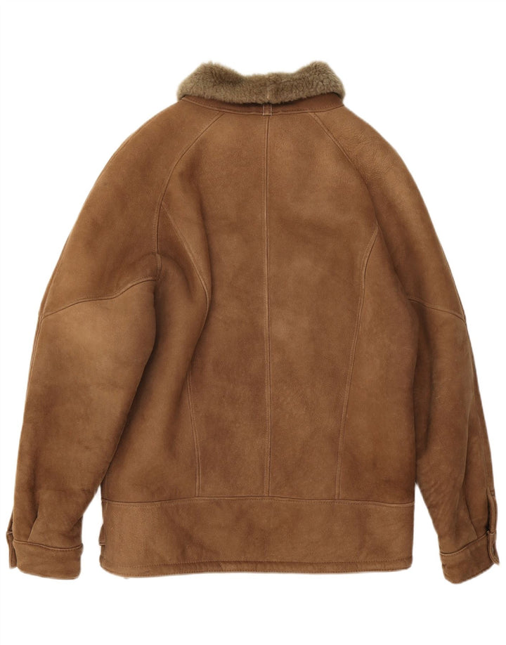 Jachetă vintage pentru bărbați din shearling IT 50 mare, maro, din shearling