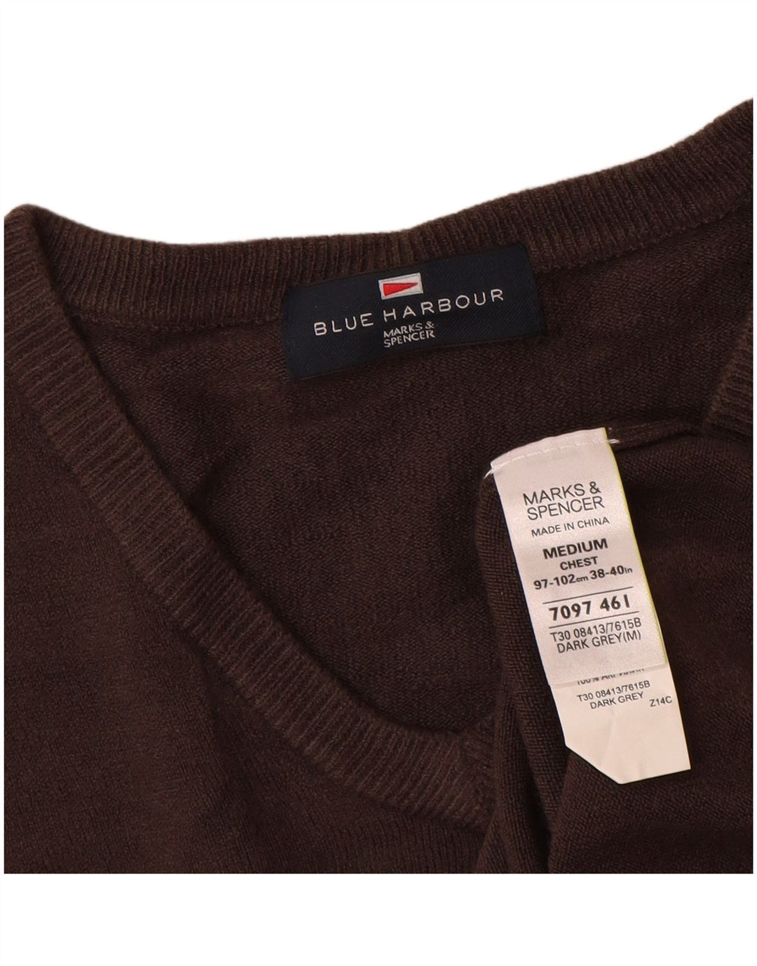 Pulover Marks & Spencer pentru bărbați, Blue Harbour, cu decolteu în V, gri mediu acrilic