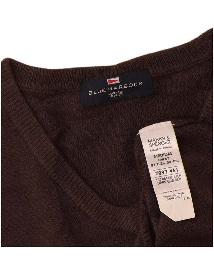 Pulover Marks & Spencer pentru bărbați, Blue Harbour, cu decolteu în V, gri mediu acrilic