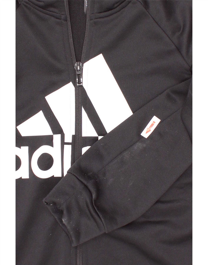Jachetă de top pentru trening grafic Adidas pentru băieți 9-10 ani, negru, color block