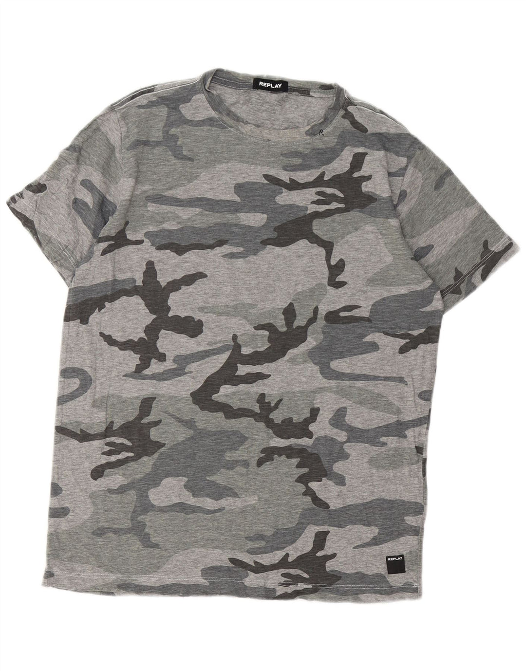 Tricou pentru bărbați Replay Top mare, gri camuflaj