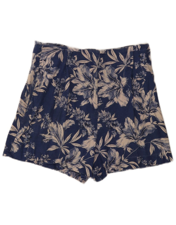 Pantaloni scurți chino cu talie înaltă pentru femei Zara Medium W28 Blue Marine Floral Linen